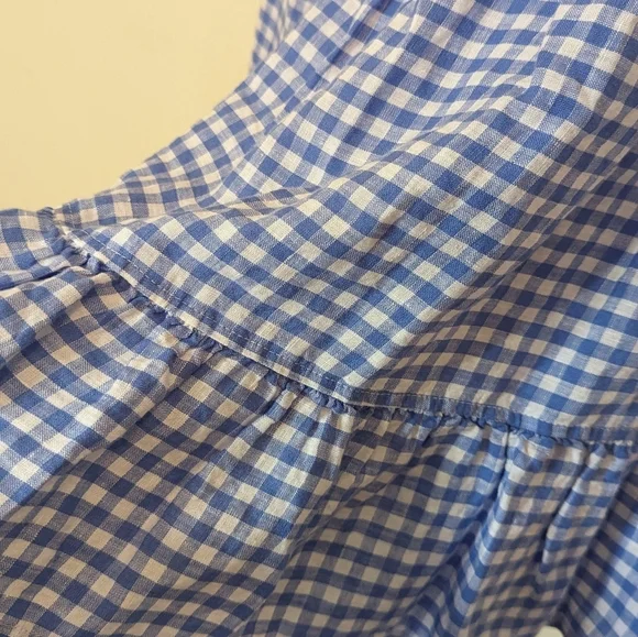 NWT Polo Ralph Lauren 100% Linen Blue Gingham Check Tiered Midi Feminine Skirt 8 - Picture 10 of 10